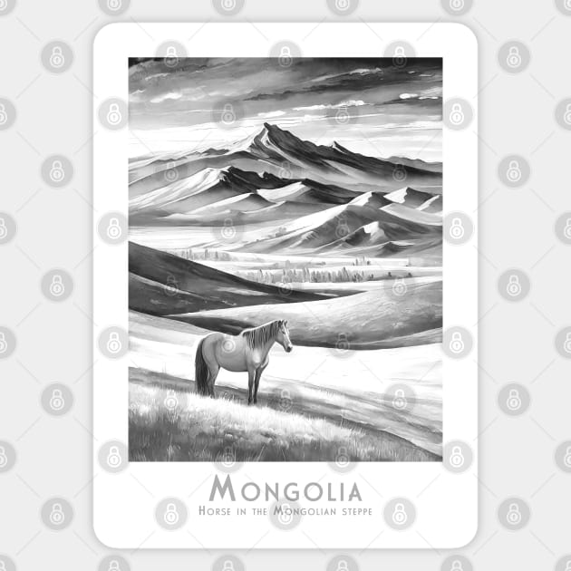 Majestic Mongolian Steed - Steppe Horse Sticker by POD24
